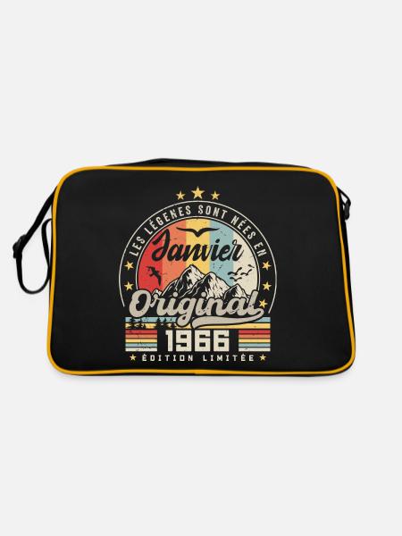Janvier 1966 Vintage Rétro Anniversaire 1966 - Sac Retro - noir/or - Dos