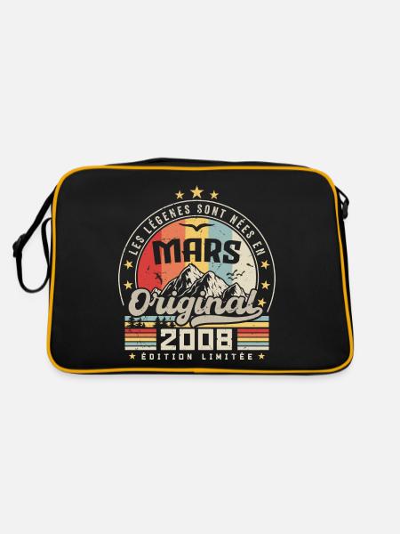 Vintage March 2008 16 Year Anniversary Gift - Retro Bag - black/gold - Back