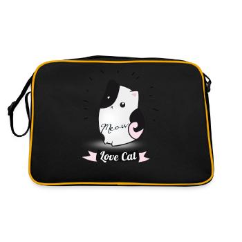 Katze niedlich kitty love girl illustration pink g - Retro Tasche - Schwarz/Gold - Hinten