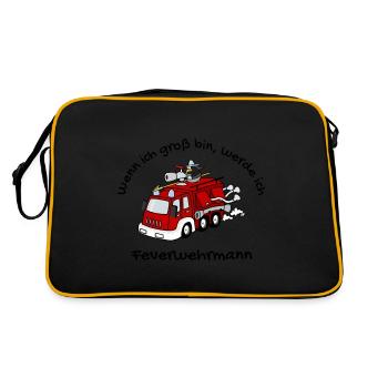 Feuerwehrmann - Retro Tasche - Schwarz/Gold - Hinten