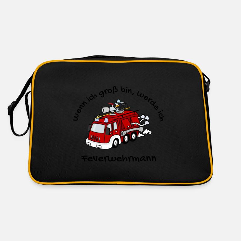 Feuerwehrmann - Retro Tasche - Schwarz/Gold