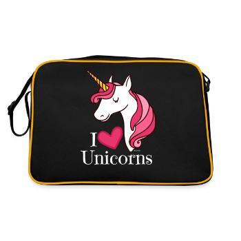 I Love Unicorns T Shirt - Heart Tee in White - Retro Bag - black/gold - Back