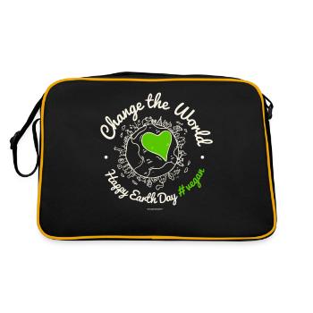 Vegan TShirt "Change the World" (Earth Day) - Retro Bag - black/gold - Back