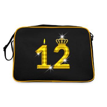 bougie d’anniversaire 12 - couronne - - or - Sac Retro - noir/or - Dos