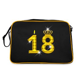 bougie d’anniversaire 18 - couronne - - or - Sac Retro - noir/or - Dos