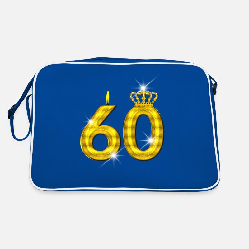 60 - Geburtstag - Krone - Kerze - Gold Retro Tasche