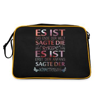Es ist das ende der Welt sagte die Raupte - Retro Tasche - Schwarz/Gold - Hinten