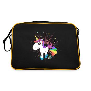 Pupsendes Einhorn - Retro Tasche - Schwarz/Gold - Hinten