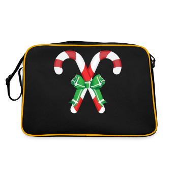 Christmas candy canes - Retro Bag - black/gold - Back