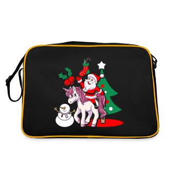 Cadeau de Noël de Santa Claus Santa Licorne - Sac Retro - noir/or - Dos
