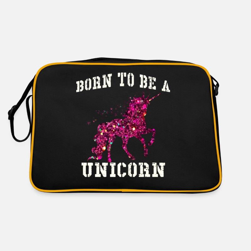 Born to be a Unicorn mit rotem glitzer Einhorn Retro Tasche