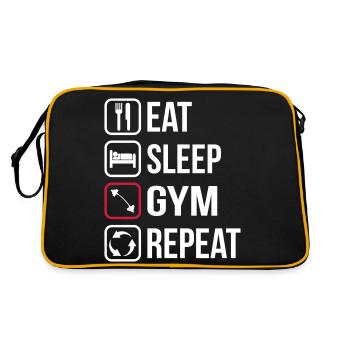 Eat Sleep Gym Repeat - Retro Tasche - Schwarz/Gold - Hinten
