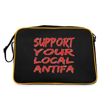 Support Your local antifa! Unterstütz eure Antifa! - Retro Tasche - Schwarz/Gold - Hinten