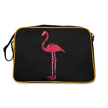 Pinker Flamingo - Retro Tasche - Schwarz/Gold - Hinten