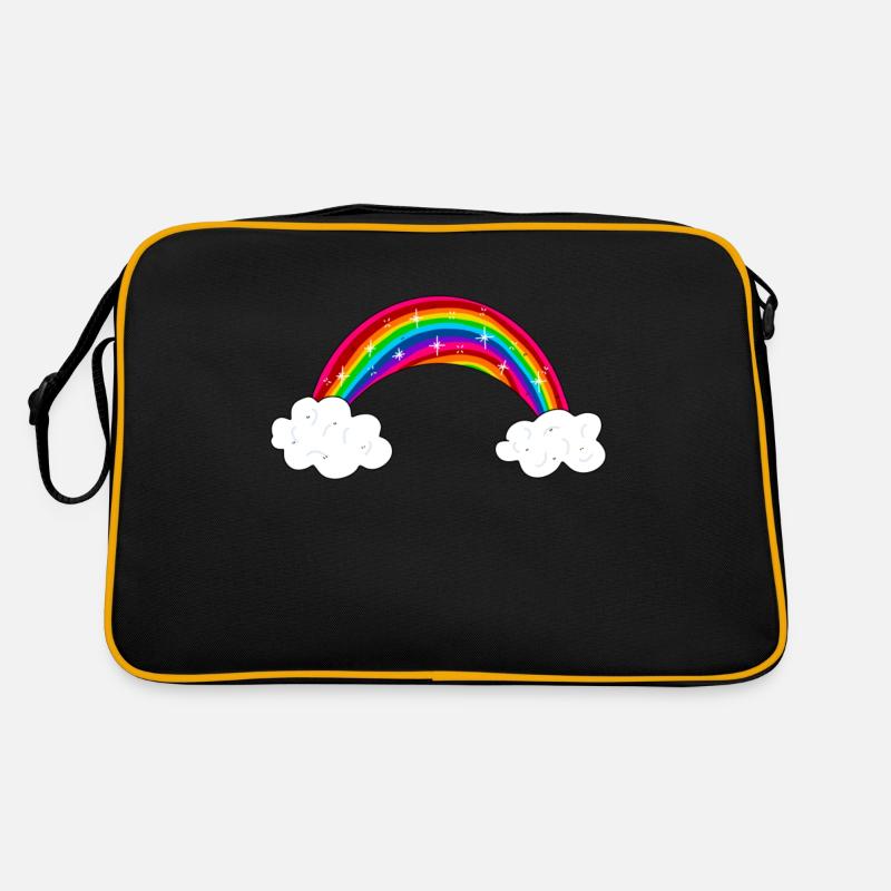 glittering rainbow with clouds Retro Bag