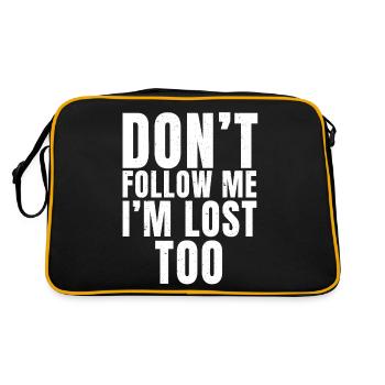 Folgen Sie mir nicht, ich bin zu Produkt verloren - Retro Tasche - Schwarz/Gold - Hinten