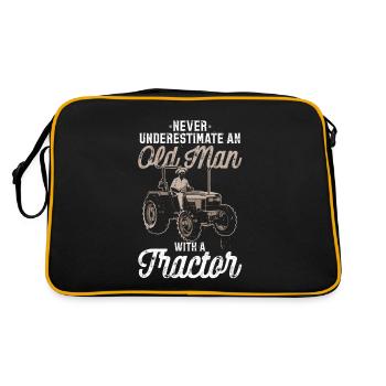 Never underestimate an old man with a tractor - Retro Bag - black/gold - Back