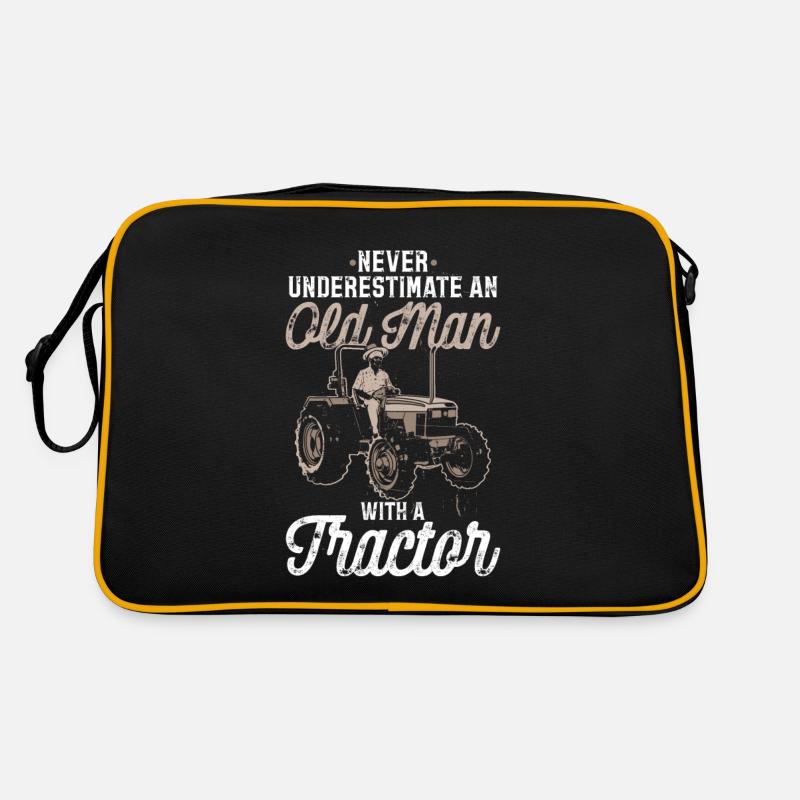 Never underestimate an old man with a tractor - Retro Bag - black/gold