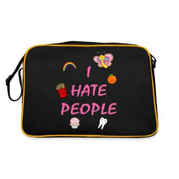 I hate people - Retro Tasche - Schwarz/Gold - Hinten