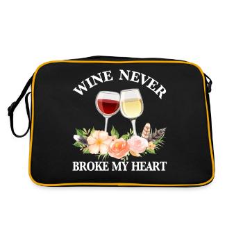 Wine Never Broke My Heart wine lover sommelier - Retro Bag - black/gold - Back