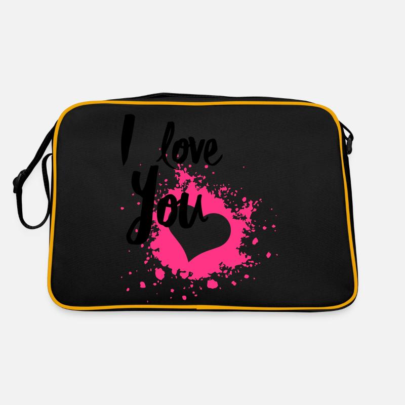 I Love You - Retro Tasche - Schwarz/Gold