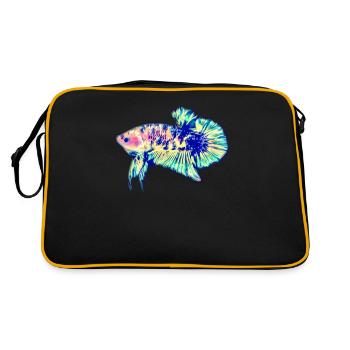 Siamesische Kampffische - Retro Tasche - Schwarz/Gold - Hinten