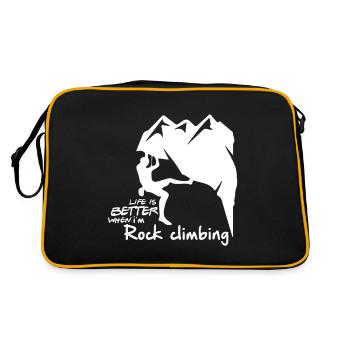 Life is better when i'm rock climbing - Retro Bag - black/gold - Back