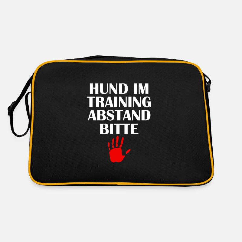 HUND IM TRAINING ABSTAND BITTE - Retro Tasche - Schwarz/Gold