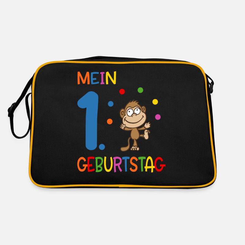 Mein erster Geburtstag - Retro Tasche - Schwarz/Gold