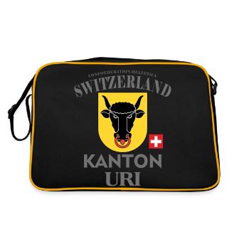 Kantons T-Shirt uri, Schweiz, switzerlang - Retro Tasche - Schwarz/Gold - Hinten