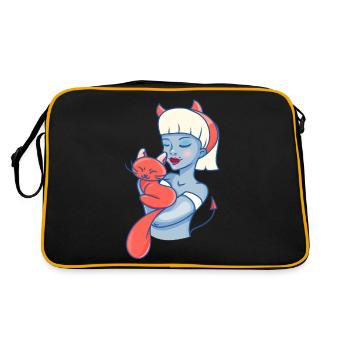 Demon Girl with a Cat Kitty - Retro Bag - black/gold - Back