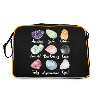 Crystal Lover Amethyst Citrine Rose Quartz Emerald - Retro Bag - black/gold - Back