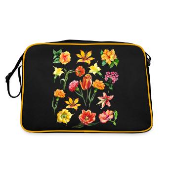 Botanical Orange Yellow Flower Power Wildflower - Retro Bag - black/gold - Back