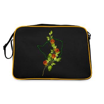 Rhodesian Outline und Flame Lily Vine - Retro Tasche - Schwarz/Gold - Hinten