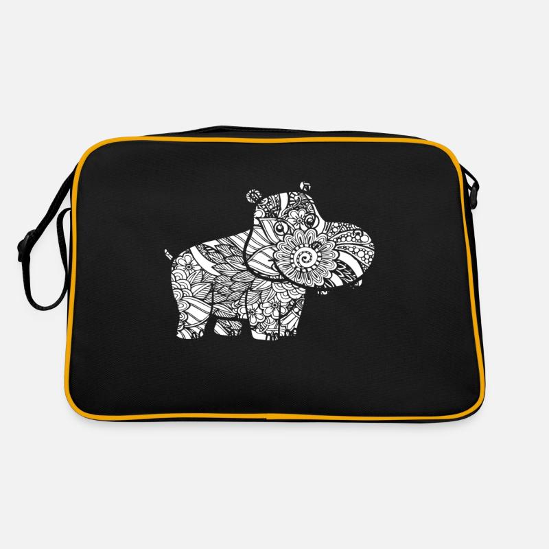 Hippo Hippo Blumenmuster Retro Tasche