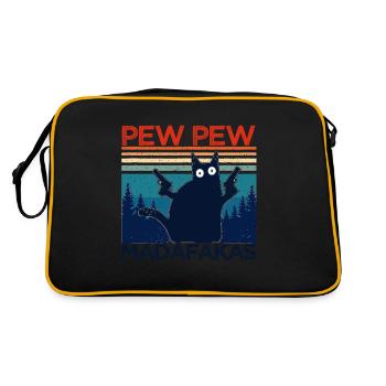 pew pew chat drôle idée cadeau chat drôle - Sac Retro - noir/or - Dos