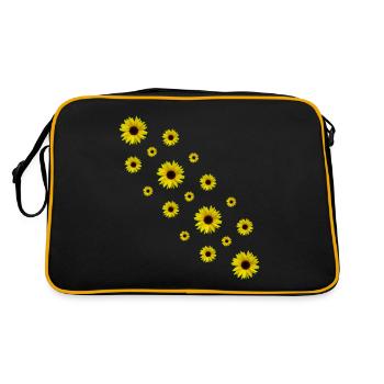 Tournesol, Tournesol, Fleurs jaunes - Sac Retro - noir/or - Dos
