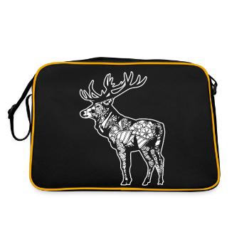 Elk Elk Floral Pattern - Retro Bag - black/gold - Back