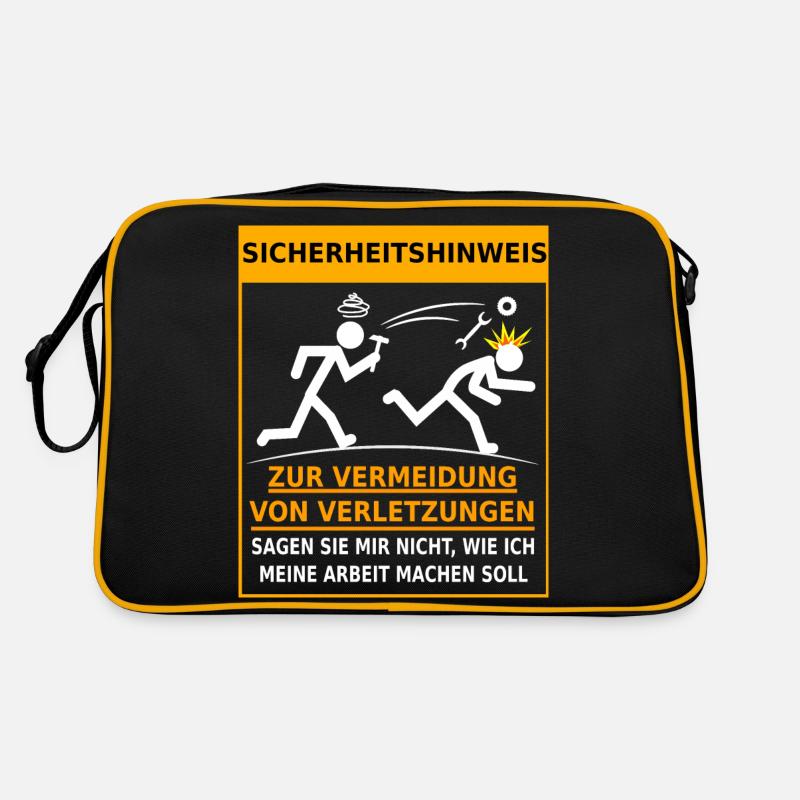Sicherheitshinweis Arbeitsunfall Betriebsunfall Retro Tasche
