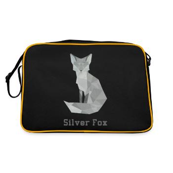 Silber Fuchs, abstakt - Retro Tasche - Schwarz/Gold - Hinten