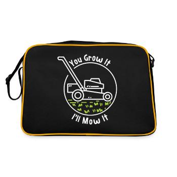 Rasenmäher Rasenpflege Geschenk - Retro Tasche - Schwarz/Gold - Hinten
