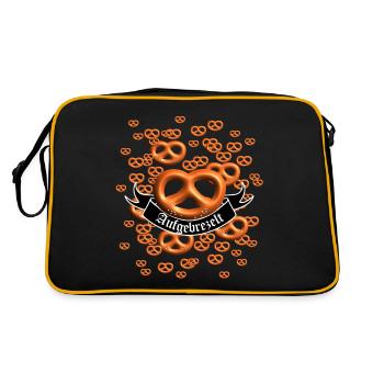 Edelweiß Design: Bayern, , Brezel, Bier - Retro Tasche - Schwarz/Gold - Hinten