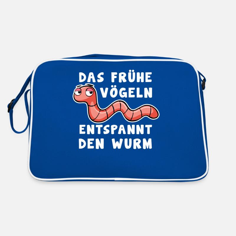 lustiger Spruch, versaut, Wurm Vögeln Geschenkidee Retro Tasche