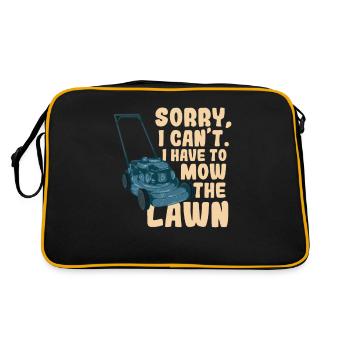 Garten Rasenmäher Rasenpflege Geschenk - Retro Tasche - Schwarz/Gold - Hinten