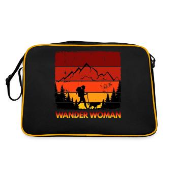 Frauen Wandern Wander Woman Bergmädchen Bergmadl - Retro Tasche - Schwarz/Gold - Hinten