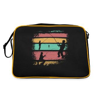 Angeln Vintage Retro - Retro Tasche - Schwarz/Gold - Hinten