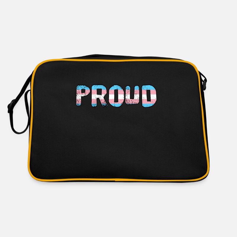 STOLZES Trans-Flag LGBTQ - Retro Tasche - Schwarz/Gold