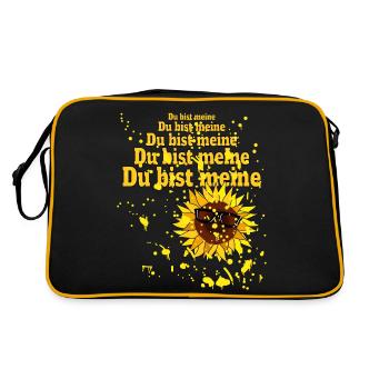 Du bist meine Sonnenblume - Retro Tasche - Schwarz/Gold - Hinten