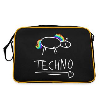 techno musik music electronic hardtekk goa house - Retro Tasche - Schwarz/Gold - Hinten