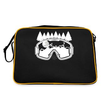 Glasses skiing snowboard mountain moon forest winter - Retro Bag - black/gold - Back